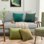 Green Cushion Covers 45cm x 45cm for Livingroom Large Fluffy Cushions Sofa Scatter Decorative Velvet Pillow Cover 18 x 18 inch Set of 4 for Bedroom
