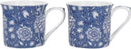 Coffee and Tea Mugs, Porcelain Bone China Mug, William Morris Wild Tulip Design, 300ml, Set of 2, Gift Boxed