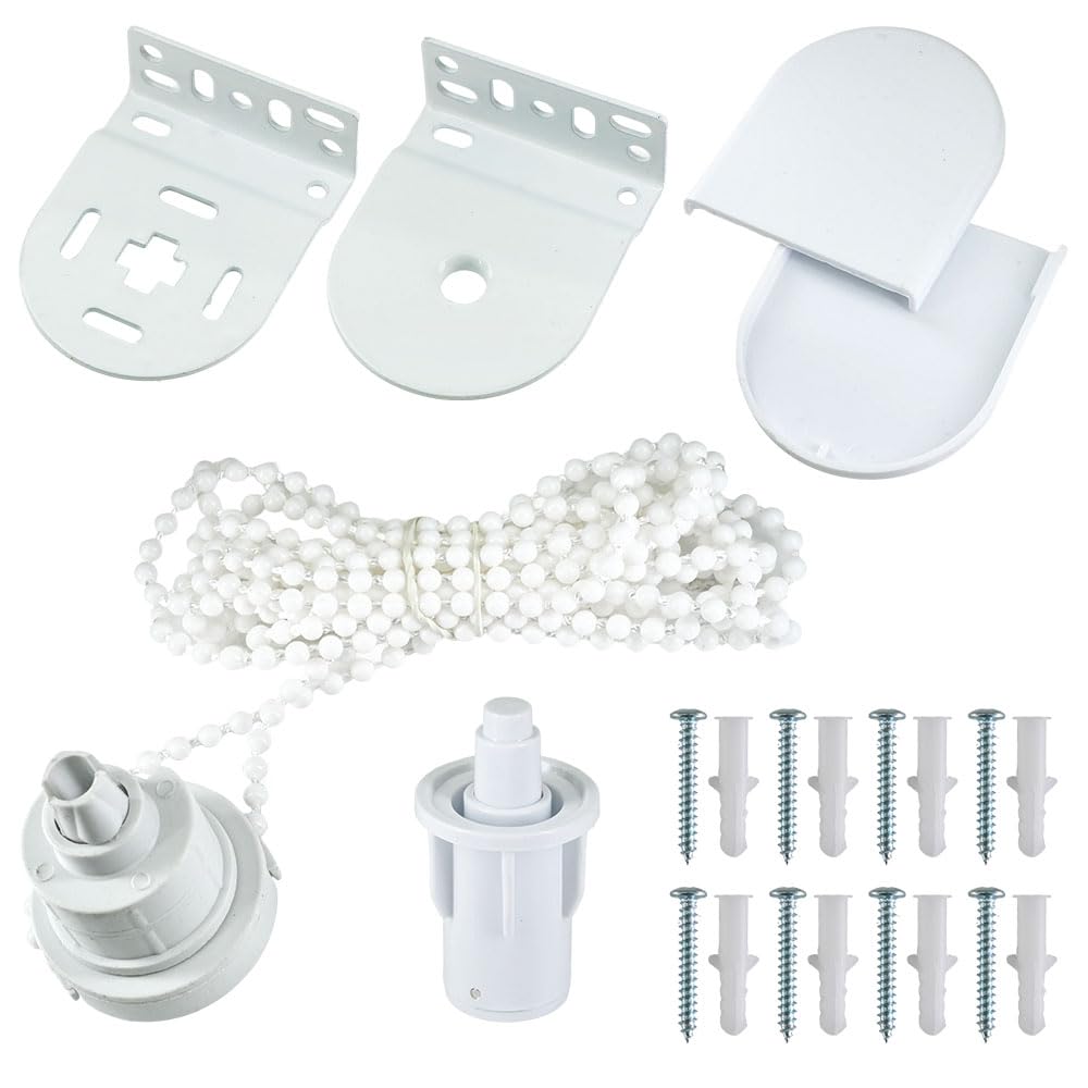 32mm Roller Blind Brackets & Fittings Kit, Curtain Blind Accessories with Beaded Chain & Screws, Replacement Roller Blind Spares for Roller Shutters & Window Blinds Main image