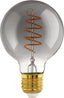 Dimmable E27 LED globe, vintage spiral filament light bulb, Edison lamp for retro lighting, 4 watt, 100 lumen, warm white glow, black transparent, 2000k, G80, Ø 3"