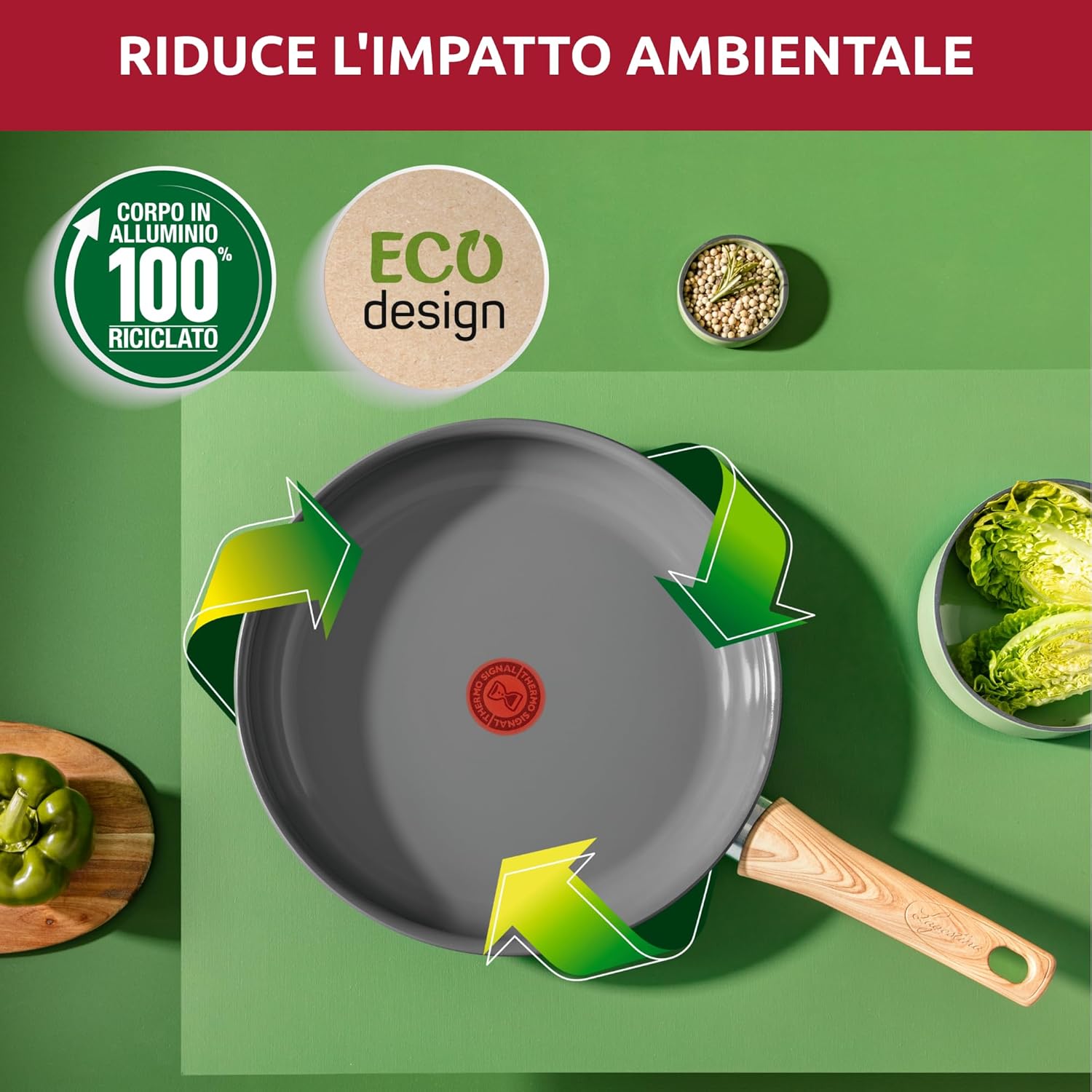 Lagostina Vivissima 20 cm Non-Stick Frying pan with Long Handle, Ceramic Coating, Fast Heating and Even Cooking, Suitable for All Heat Sources, Including Induction