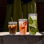 Cold Cup - Clear Plastic, Reusable Ice Coffee Cup with Lid and Straw - Medium 12oz (340ml)