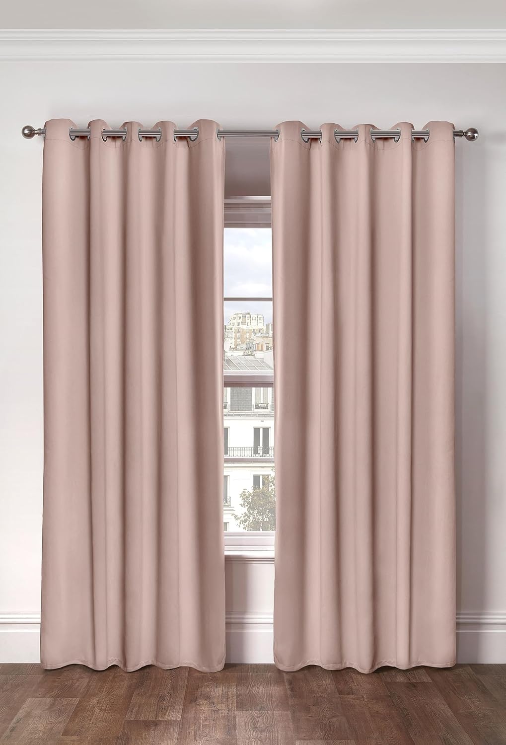 Emma Barclay Cali Eyelet - Woven Thermal Blackout Eyelet Curtains in Blush Pink - Width 66 x Drop 54" (168 x 137cm)