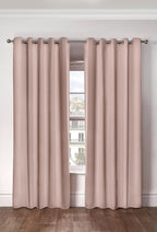 Emma Barclay Cali Eyelet - Woven Thermal Blackout Eyelet Curtains in Blush Pink - Width 66 x Drop 54" (168 x 137cm)