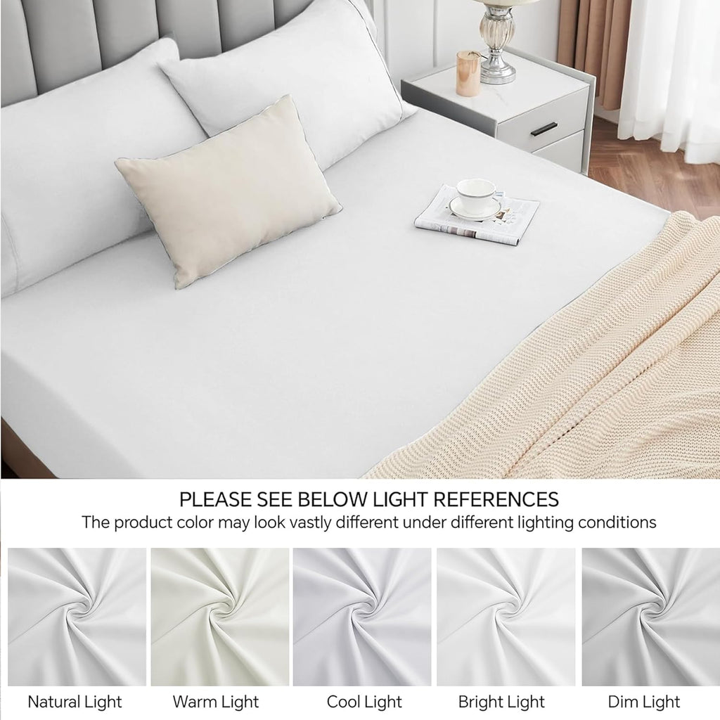 Double Fitted Sheet 100% Egyptian Cotton 300TC Hotel Quality 30 cm White Fitted Bedsheets