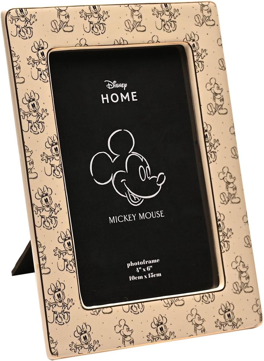 Disney Mickey & Minnie Ceramic Photo Frame 4" X 6", 10 x 15 cm - Printed Images of Mickey & Minnie Mouse