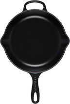 Signature Enamelled Cast Iron Skillet Frying Pan with Helper Handle and Two Pouring Lips, 23 cm, Matte Black, 20182230000422