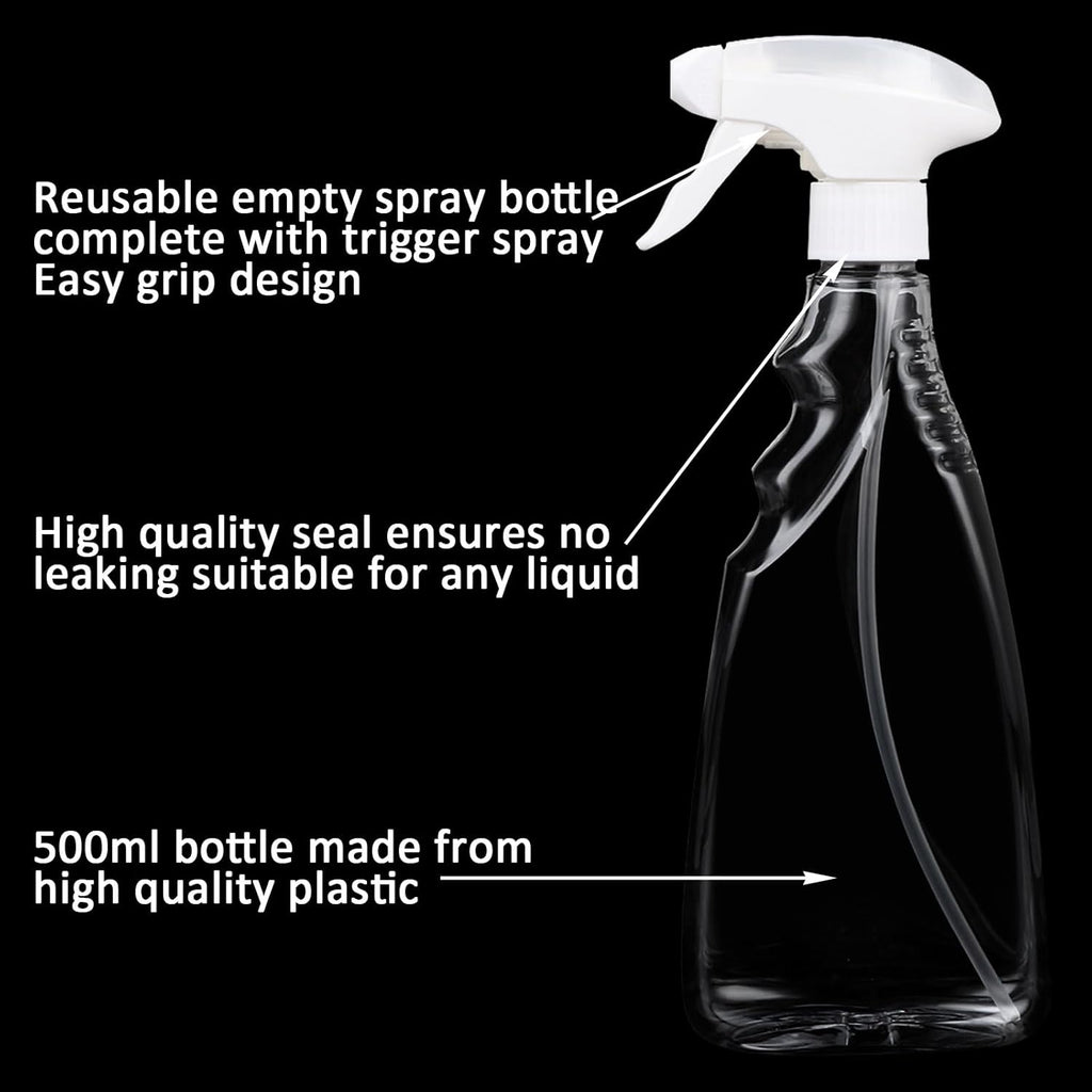 2 Pcs Transparent Empty Fine Mist Plastic Spray Bottle 500Ml Water Spray Bottle For Gardening Cleaning Air Freshening Hair Sprayer, material - Polyethylene Terephthalate