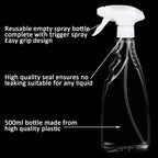 2 Pcs Transparent Empty Fine Mist Plastic Spray Bottle 500Ml Water Spray Bottle For Gardening Cleaning Air Freshening Hair Sprayer, material - Polyethylene Terephthalate