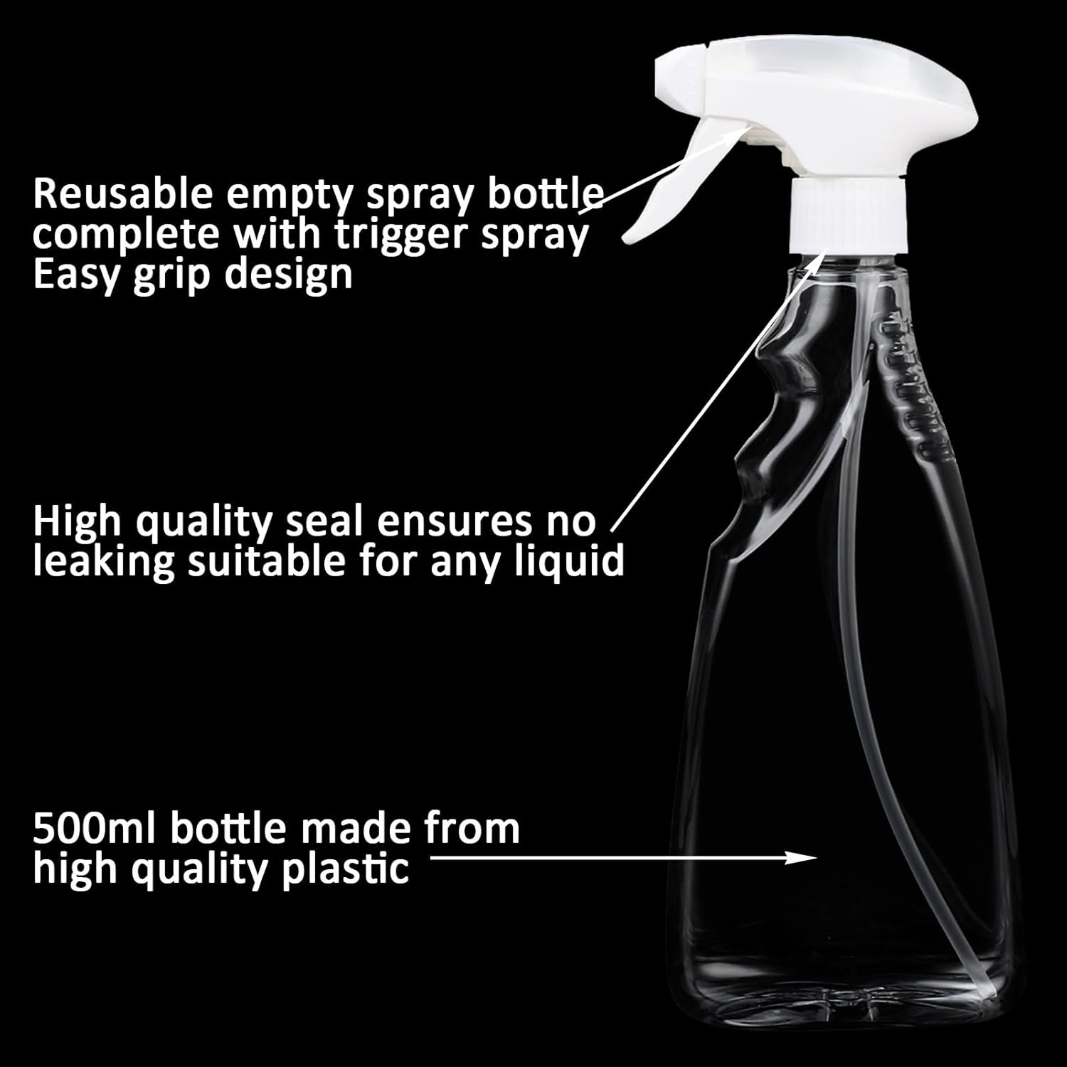 2 Pcs Transparent Empty Fine Mist Plastic Spray Bottle 500Ml Water Spray Bottle For Gardening Cleaning Air Freshening Hair Sprayer, material - Polyethylene Terephthalate