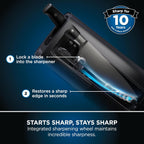 Foodi StaySharp Knife Block with Integrated Sharpener; 5 Knives and Scissors (1 pair), Sharp 6-Piece Knife Set; Chef, Bread, Slicing, Utility, Paring Knives & Scissors, Stainless Steel, K32006UK