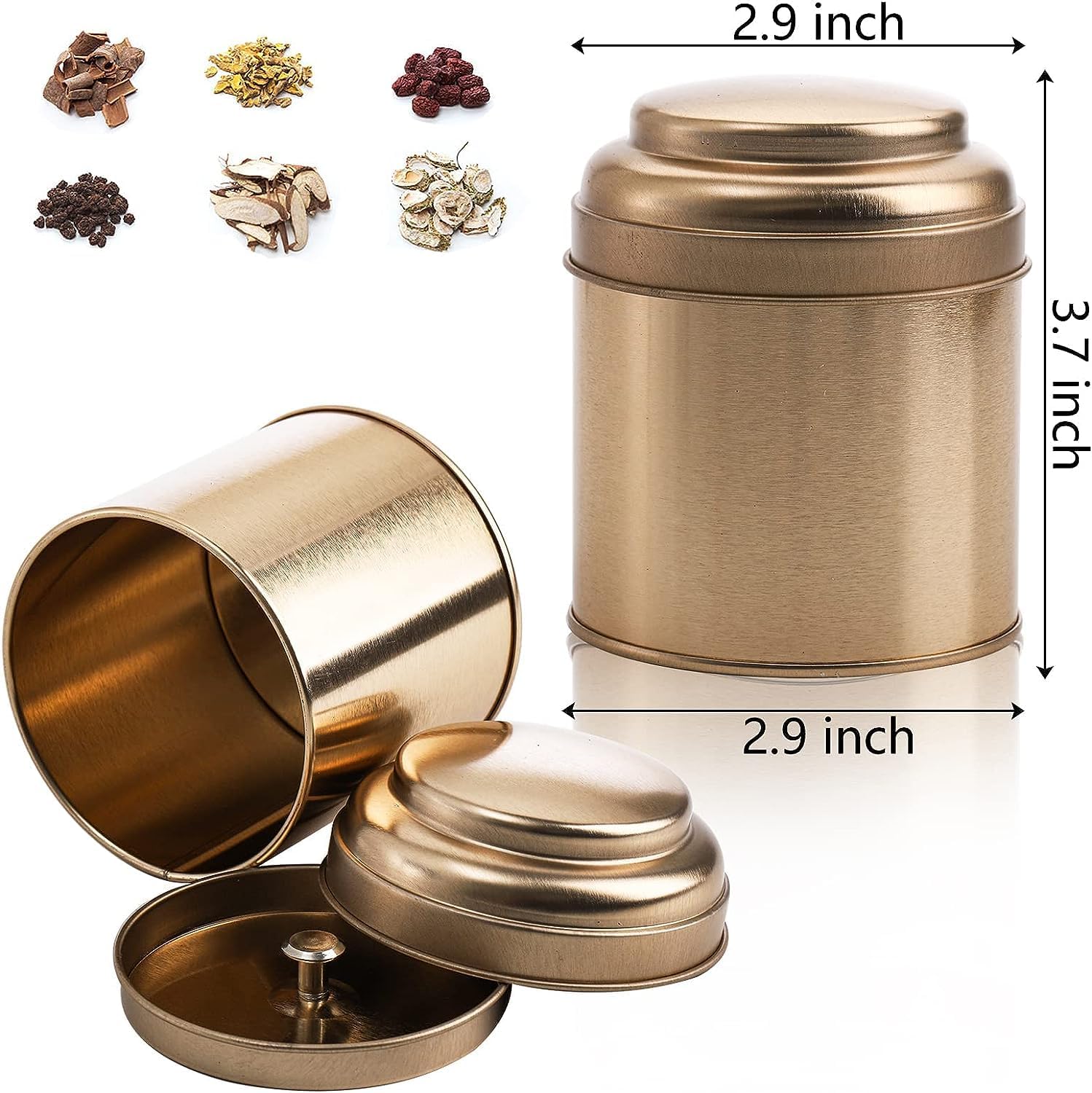 6 Pack Tea Tins Canister with Airtight Double Lids, Mini Tea Storage Containers Round Tin Can Box for Storage Tea Coffee Sugar Loose Leaf DIY Candles, 50g