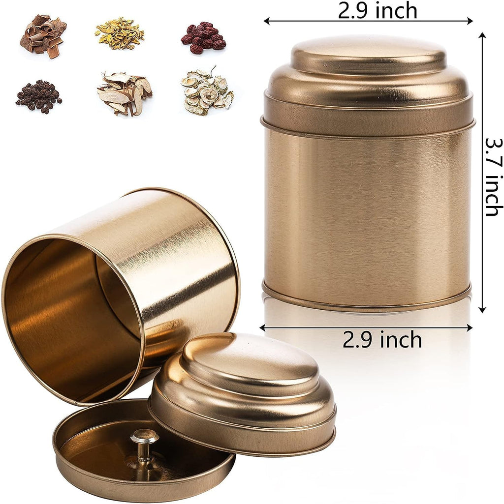 6 Pack Tea Tins Canister with Airtight Double Lids, Mini Tea Storage Containers Round Tin Can Box for Storage Tea Coffee Sugar Loose Leaf DIY Candles, 50g