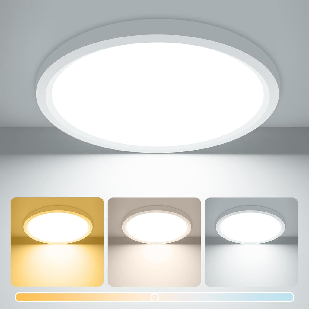 zemty 15W 1800LM LED Ceiling Light, Bathroom Lights Ceiling 3000K/4000K/6500K, IP44 Waterproof, Ultra Thin Round Flush Ceiling Light for Bedroom,Kitchen, Living Room,Toilet,Utility Room 18cm