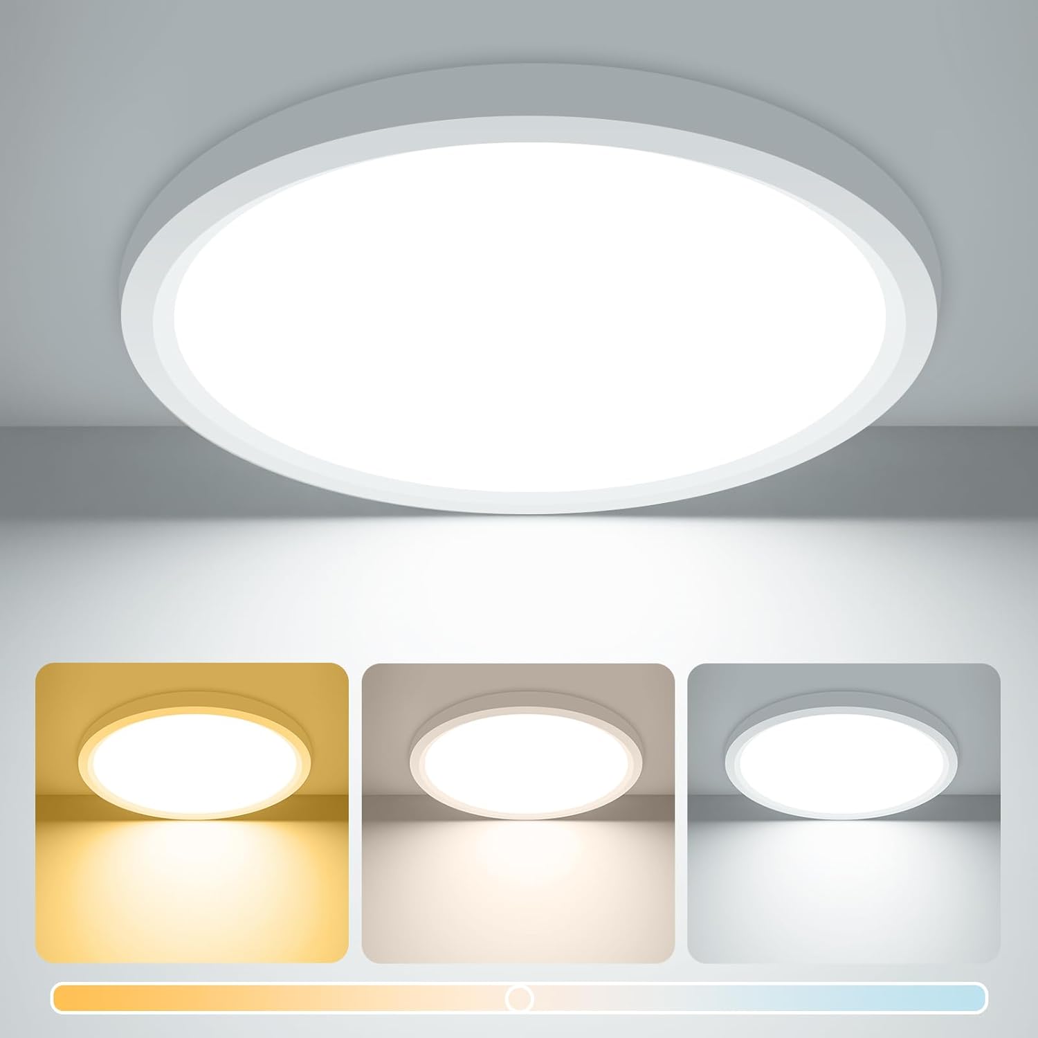 zemty 15W 1800LM LED Ceiling Light, Bathroom Lights Ceiling 3000K/4000K/6500K, IP44 Waterproof, Ultra Thin Round Flush Ceiling Light for Bedroom,Kitchen, Living Room,Toilet,Utility Room 18cm