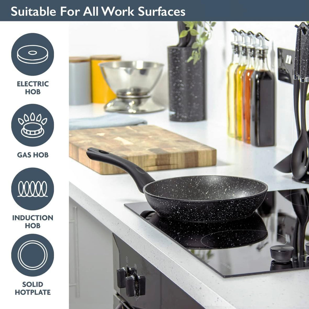 Classic 24cm Non Stick Frying Pan | Induction Compatible | Long Lasting Anti Scratch Coating | Pan for All Hobs | Black