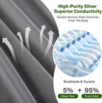 Grounding Bed Sheet Super King Size, 95% Organic Cotton & 5% Pure Silver Fiber, Elastic Full Wrap Grounding Mat for Improved Sleep & Better Working(Grey,198×203+38CM)