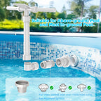 Pool Fountain for Above and In-Ground Pools, XJUGEZ 360° adjustable Dual Mode Waterfall pool sprinkler fountain, pressure and height adjustable pool accessories for ground pools, multi-size interfaces