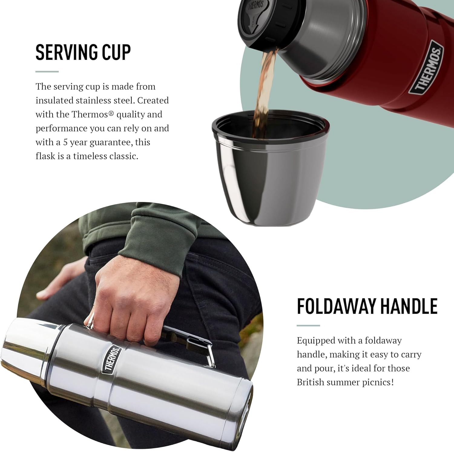 Stainless King Duck Egg Travel Flask (1.2L), Premium Leak Proof Insulated Tea & Coffee Flask for Hot & Cold Drinks, Built-in Cup, Twist-Pour Stopper, BPA-Free, Durable Steel