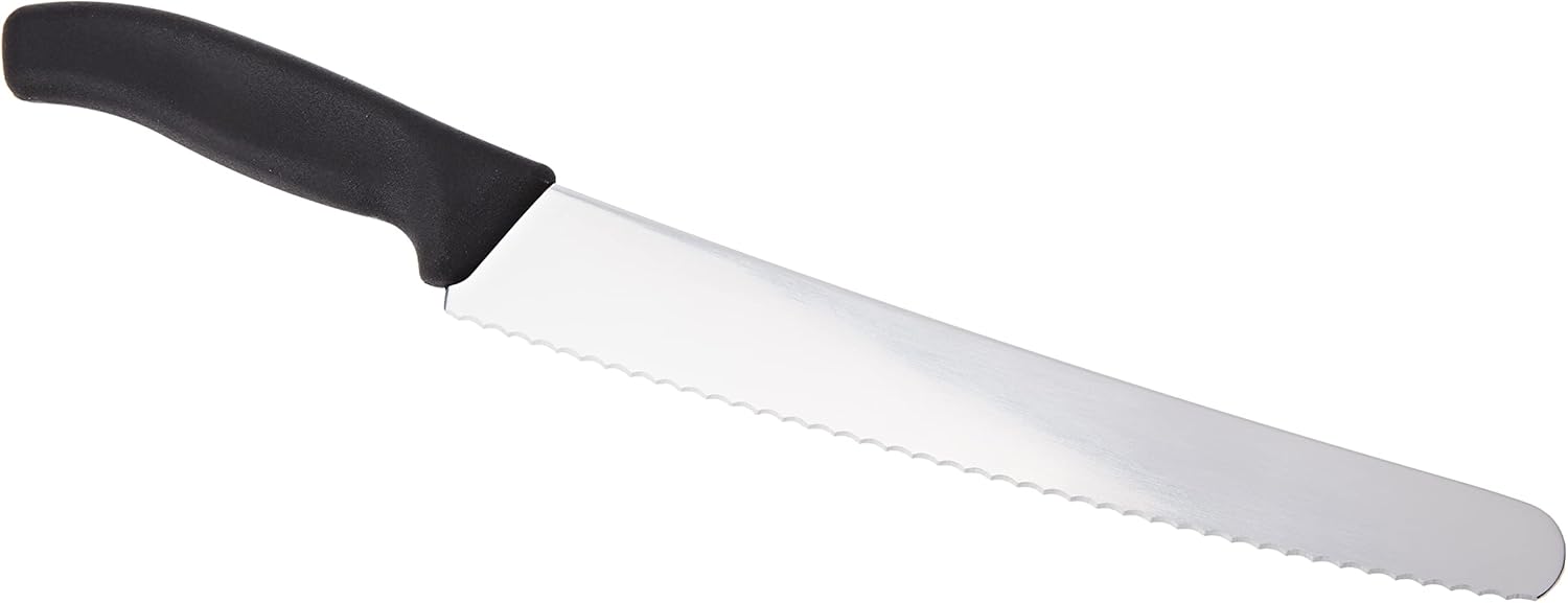 Swiss Classic, Pastry Knife, Extra Sharp Blade, Wavy Edge, 26 cm, Plastic Handle, Stainless Steel, Black