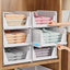 SNSLXH 5 Pack Wardrobe Storage Organiser, Stackable & Foldable Closet Organisers for Bedroom Bathroom Laundry Room Wardrobe Storage, Space-Saving Clothes Storage Drawer Organiser Basket, White