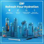 Water Bottle, 500 ml/18 oz, Leak Proof, Easy to Open, Secure Lock, Dishwasher Safe, BPA Free, Hygienic Flip Cover, Carry Handle, Fits Cup Holders, Easy Clean, Carbon Neutral, Blue