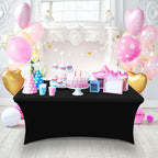 Spandex Tablecloth 2 Pack [5FT, Black] Tight, Fitted, Washable and Wrinkle Resistant Stretch Rectangular Patio Table Cover Event, Wedding, Banquet & Parties [60Lx30Wx30H Inch] (UK0737)