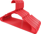 30 Pack Plastic Hangers Space Saving, Durable Hanger with Shoulder Grooves, Red