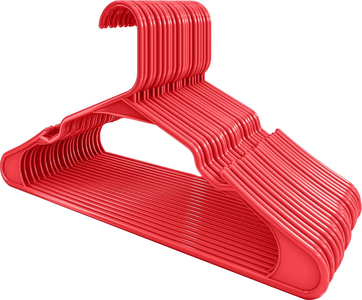 30 Pack Plastic Hangers Space Saving, Durable Hanger with Shoulder Grooves, Red
