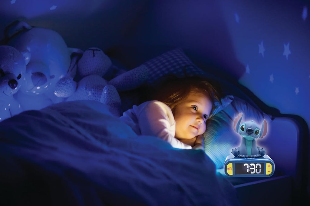 , Disney Stitch, Nightlight alarm clock, Sounds and Melodies, LCD Backlit screen, Luminous, Snooze, Blue, RL800D