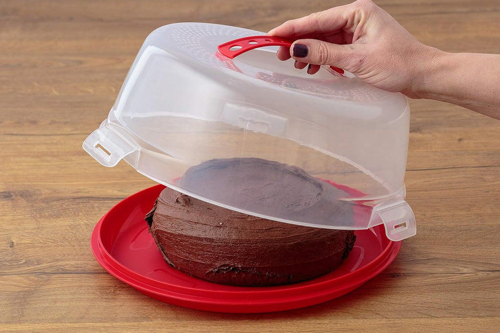 Cake Caddy with Clear Lid – Secure Cake Storage & Transport Container | Serve & Display on the Same Base | Ideal for Bakes, Treats & Special Occasions
