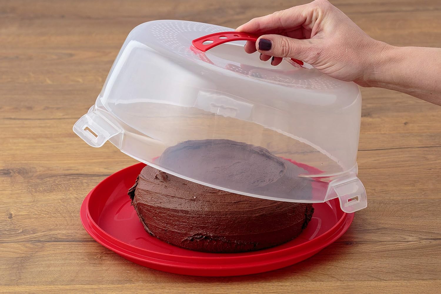 Cake Caddy with Clear Lid – Secure Cake Storage & Transport Container | Serve & Display on the Same Base | Ideal for Bakes, Treats & Special Occasions