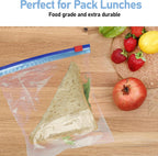 15 All Purpose Food Bags, 1L Resealable Sliding Zip Bags, BPA free, Tight Seal, Perfect for Keeping Produce Fresh, Freezing, Transporting and Organisation (1 Pack)