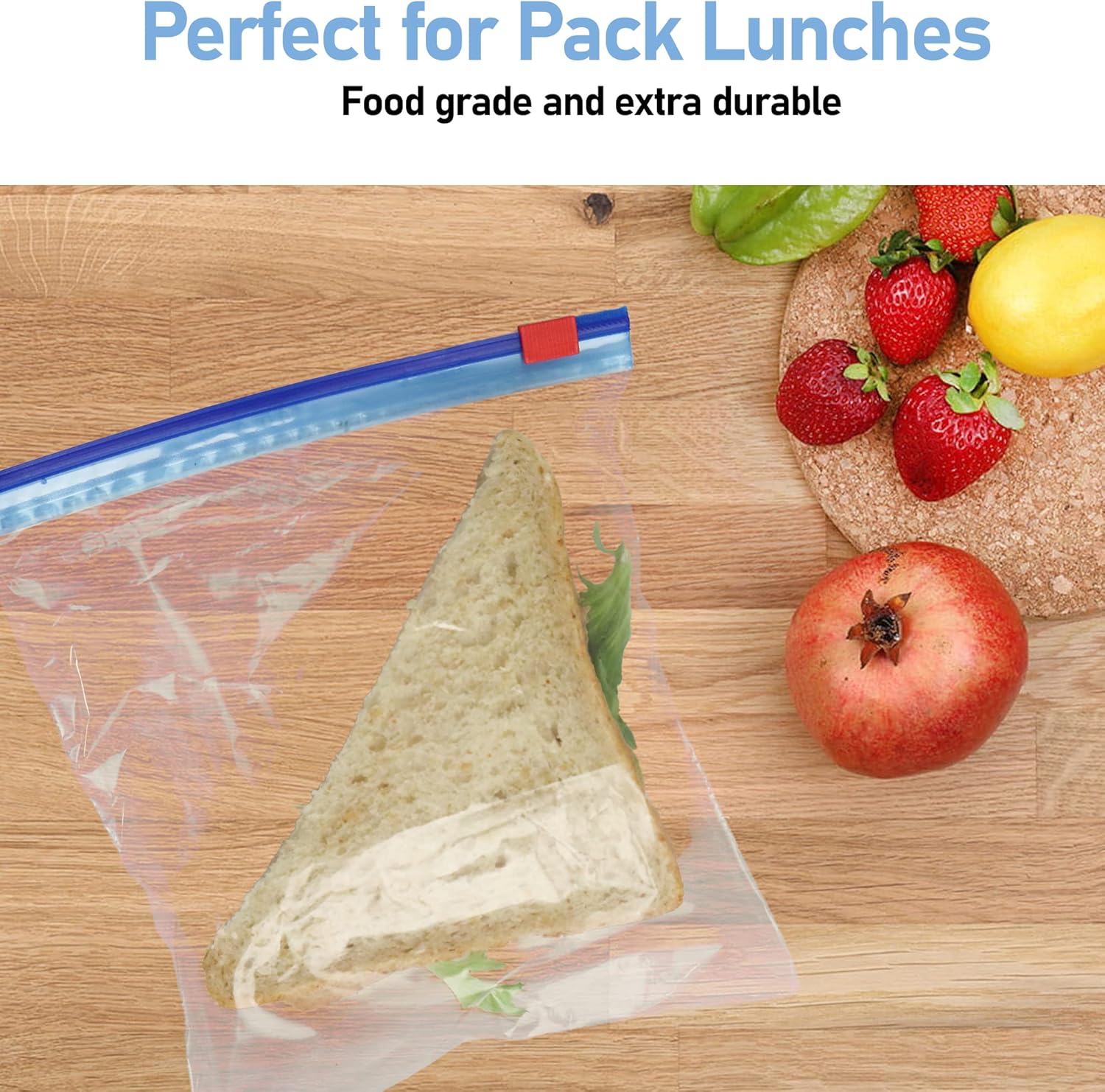 15 All Purpose Food Bags, 1L Resealable Sliding Zip Bags, BPA free, Tight Seal, Perfect for Keeping Produce Fresh, Freezing, Transporting and Organisation (1 Pack)