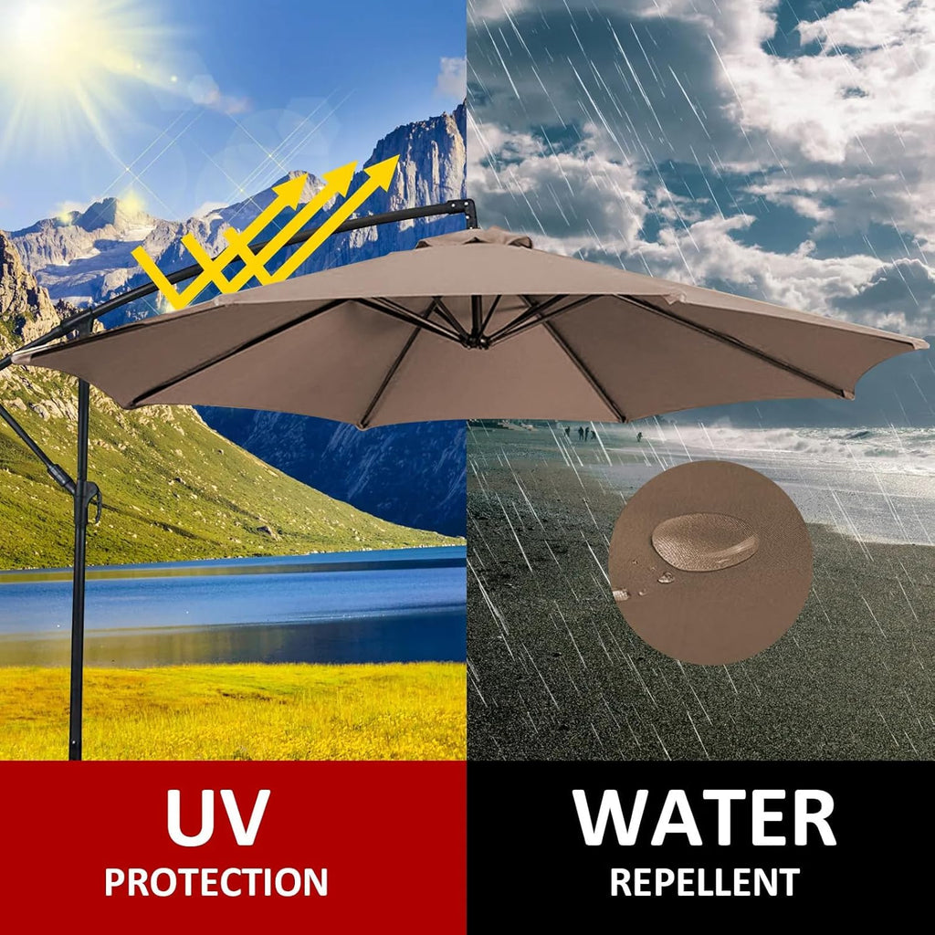 TWSOUL Replacement Parasol Fabric Cover, 3 m 8 Ribs Parasol Replacement Canopy Cover, Anti-Ultraviolet Patio Umbrella Cloth Cover (Grey, 3 m / 8 Ribs)