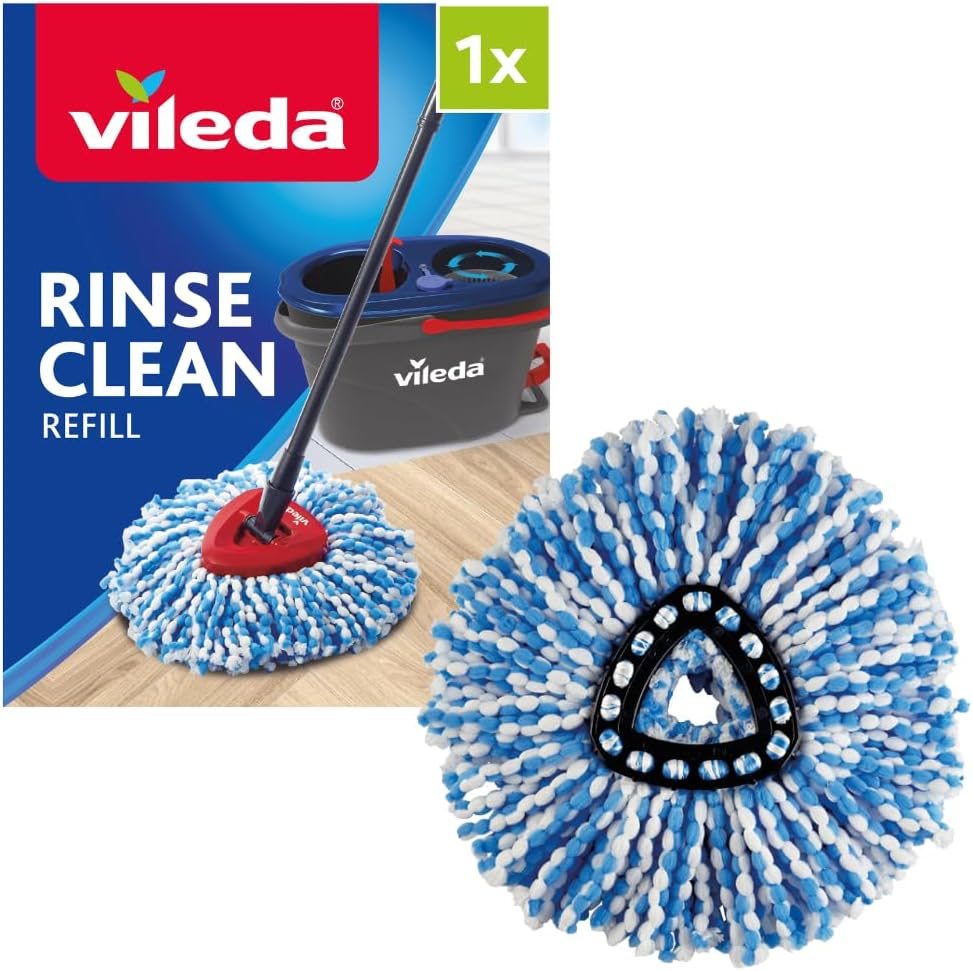 Rinse Clean Spin Mop Head Refill - Microfibre power - Stubborn dirt removal - Authentic Vileda Mop Head Replacement - Machine Washable - Only Fits Rinse Clean or H2PrO Spin Models