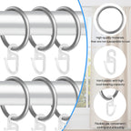 40 Pcs Silver Curtain Rings with hooks 30 mm, Curtain Clip Ring, 80 Pcs Silent Curtain Hooks, Metal Curtain Rings Stainless Steel, Curtain Hooks for Home Window Rod Decoration