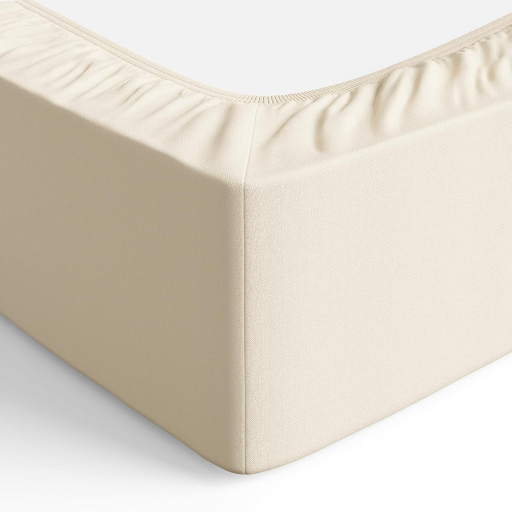 Bedding Soft Microfibre Super King Fitted Sheet with 12 inch (30 cm) Deep Pocket, 180 x 200 cm, Beige