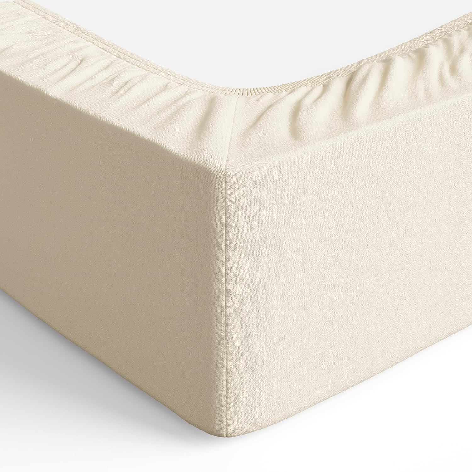 Bedding Soft Microfibre Super King Fitted Sheet with 12 inch (30 cm) Deep Pocket, 180 x 200 cm, Beige