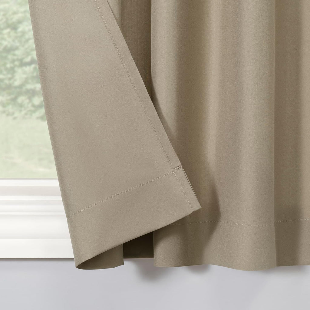 No. 918 Martine Microfiber Semi-Sheer Rod Pocket Kitchen Curtain Valance and Tiers Set, 54" x 36", Taupe