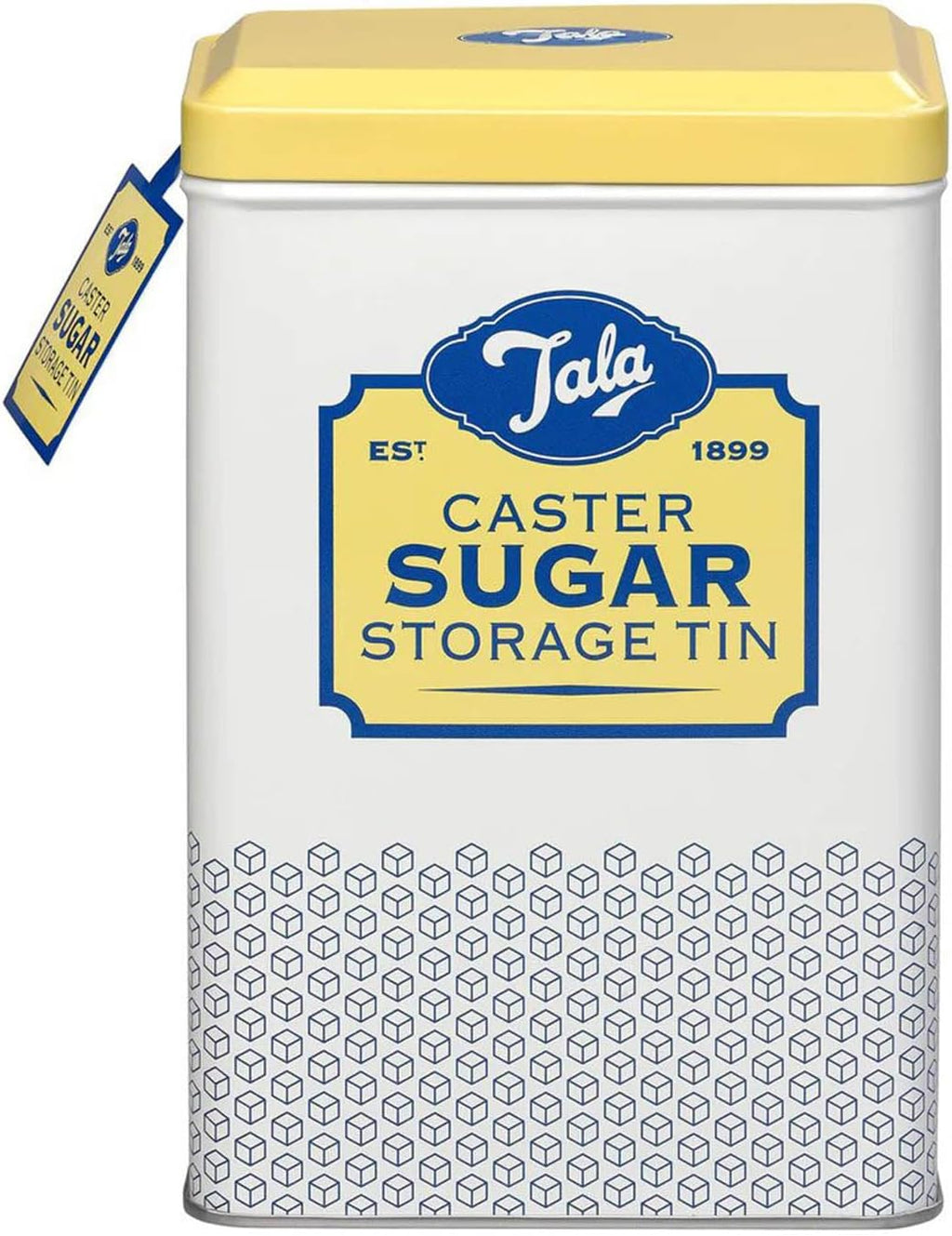Tala Originals Storage Tin, Metal, Yellow and Cream Nostalgic Design, Holds a Full Bag of Caster Sugar (Sugar Not Included)