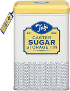 Tala Originals Storage Tin, Metal, Yellow and Cream Nostalgic Design, Holds a Full Bag of Caster Sugar (Sugar Not Included)