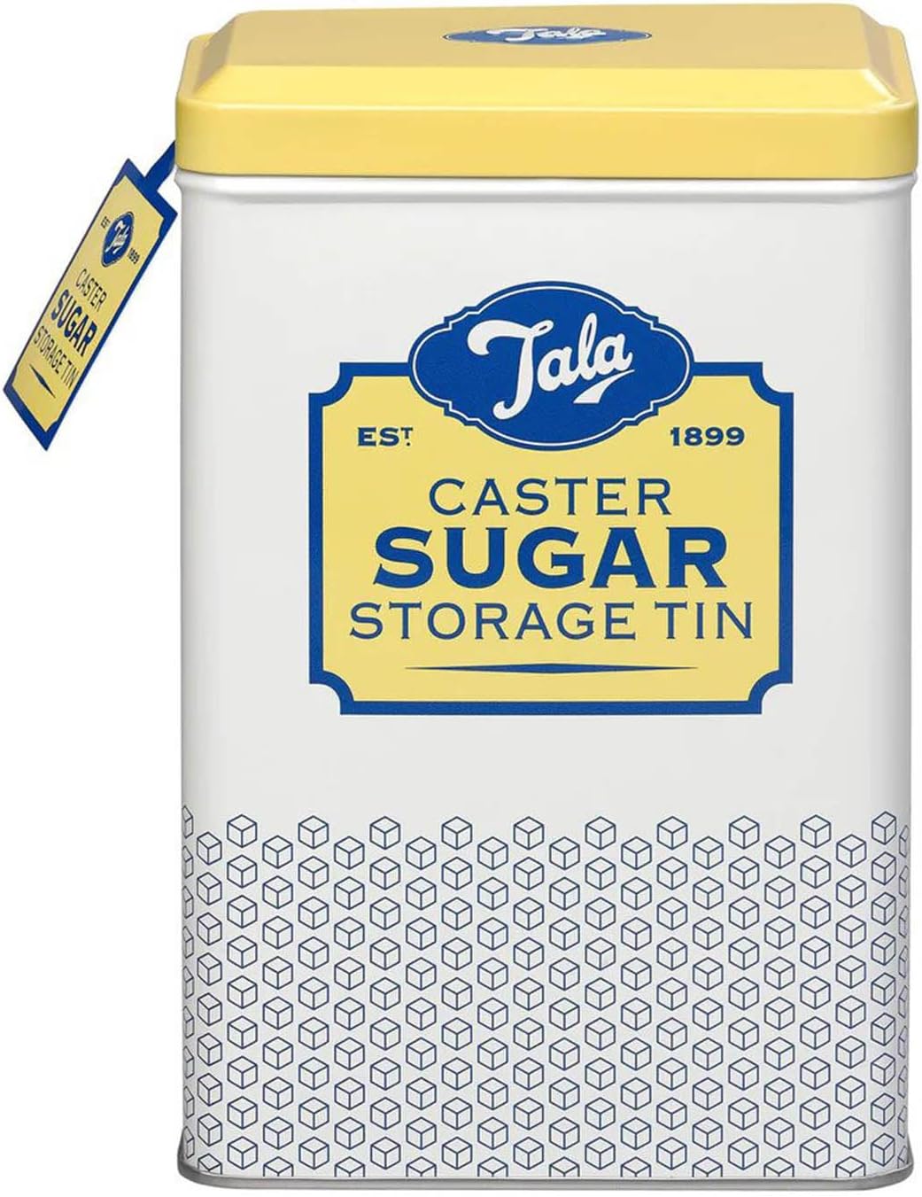 Tala Originals Storage Tin, Metal, Yellow and Cream Nostalgic Design, Holds a Full Bag of Caster Sugar (Sugar Not Included)