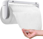 Paper Towel Holder Under Cabinet or Wall Mount ONE HAND Operation Tension Arm Kitchen Roll Holder (White, for 18-23cm/7-9inches roll)