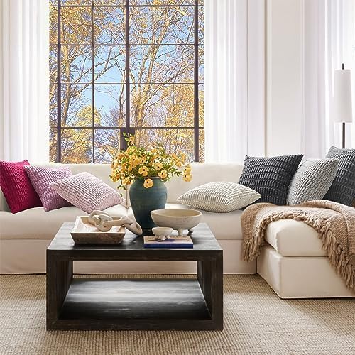 Cream Cushion Covers 50cm x 50cm,Corduroy Decorative Fluffy Pillows Cases,Cushions Cover 20x20 inches with Invisible Zipper for Sofa Bed Livingroom Bedroom,Pack of 2