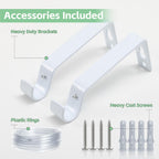 Curtain Poles for Eyelet Curtains Matt White, 16mm Voile Curtain Pole 76-117cm, Window Curtain Rod Metal Extendable with Adjustable Brackets for Bedroom, Living Room