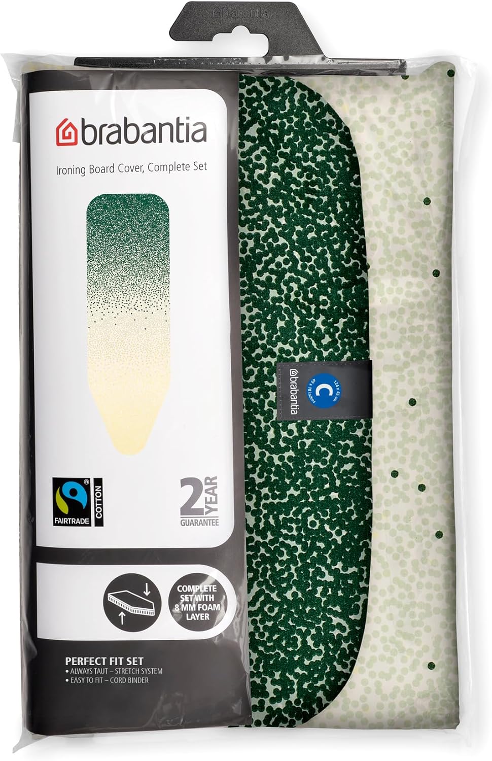 Ironing Board Cover C with 8 mm Foam Padding, Fairtrade Cotton, Durable and Easy Fit for Enhanced Ironing Performance – New Dawn, 124 x 45 cm Secondary image