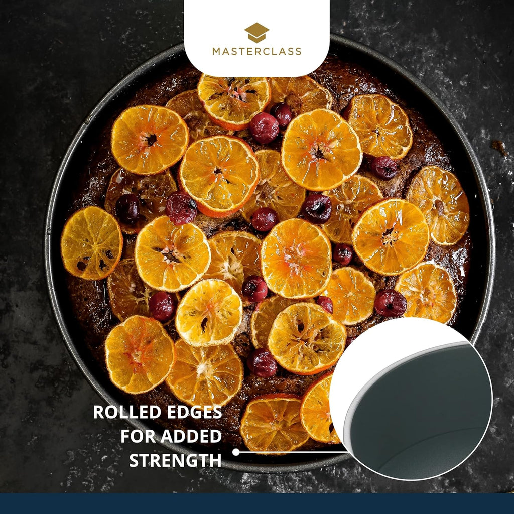 KCMCHB47 25 cm Deep Cake Tin with PFOA Non Stick and Loose Bottom, 1 mm Carbon Steel, 10 Inch Round Pan, Grey