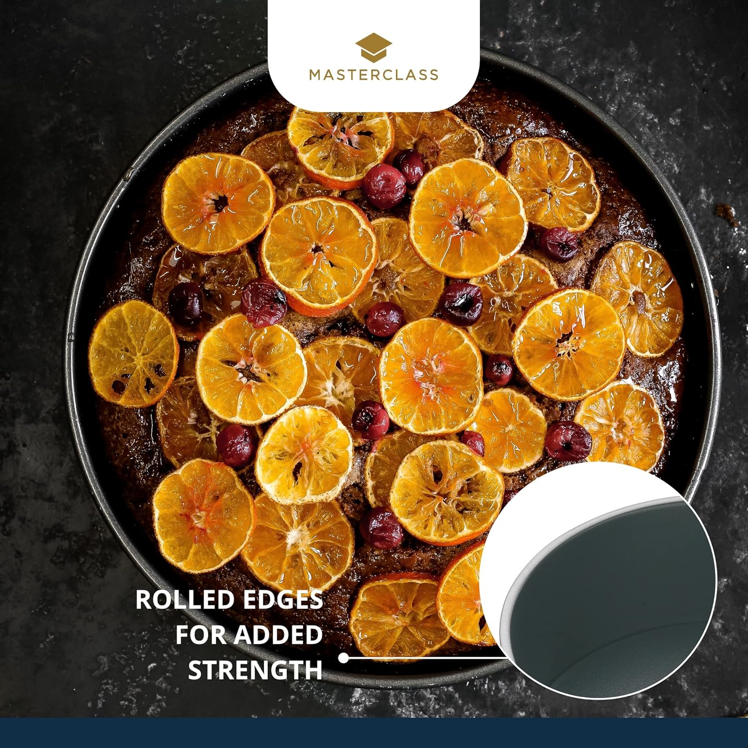 KCMCHB47 25 cm Deep Cake Tin with PFOA Non Stick and Loose Bottom, 1 mm Carbon Steel, 10 Inch Round Pan, Grey