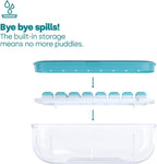 Ice Cube Tray with Lid Dispenser & Storage - Reusable BPA Free Easy Press Release 48 Ice Cube Moulds - 2 Tray with Dispenser, Ice Bucket & Scoop